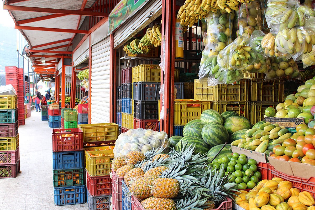 Image of the market of fruits and vegetables in Bogota, Colombia Image of the market of fruits and vegetables in Bogota, Colombia