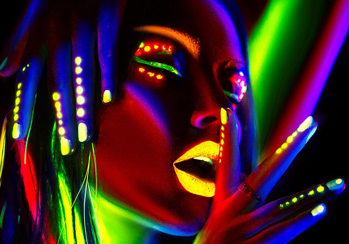 Bright girl in a night club Bright girl in a night club