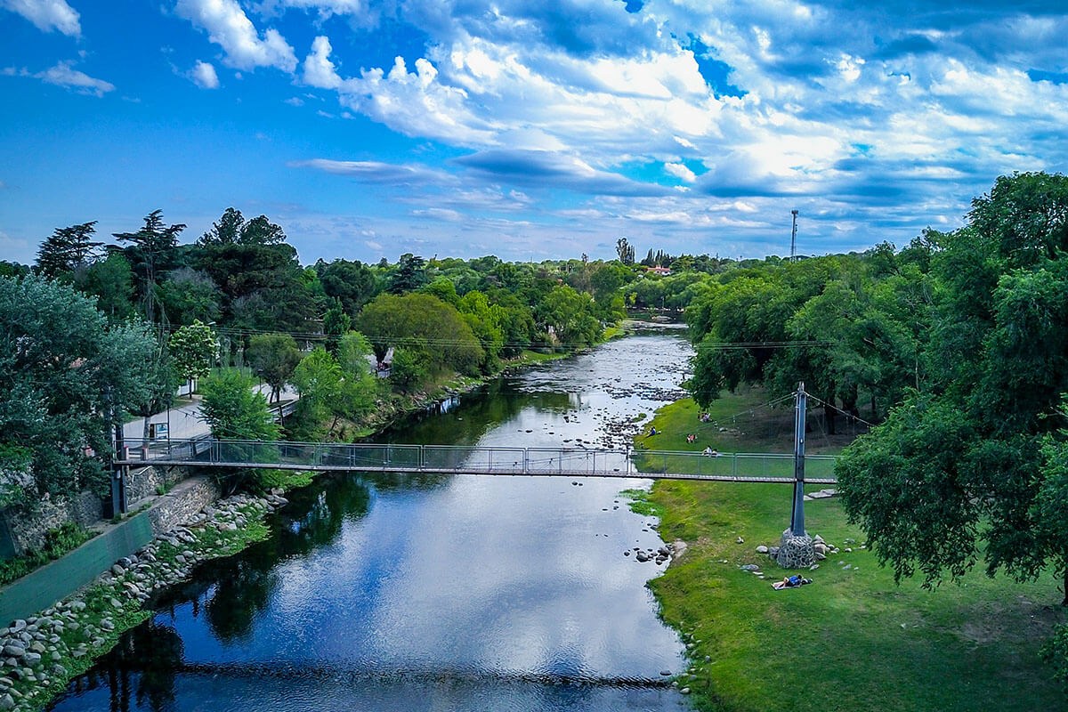 Beautiful suspension bridge over the river - Cordoba, Argentina