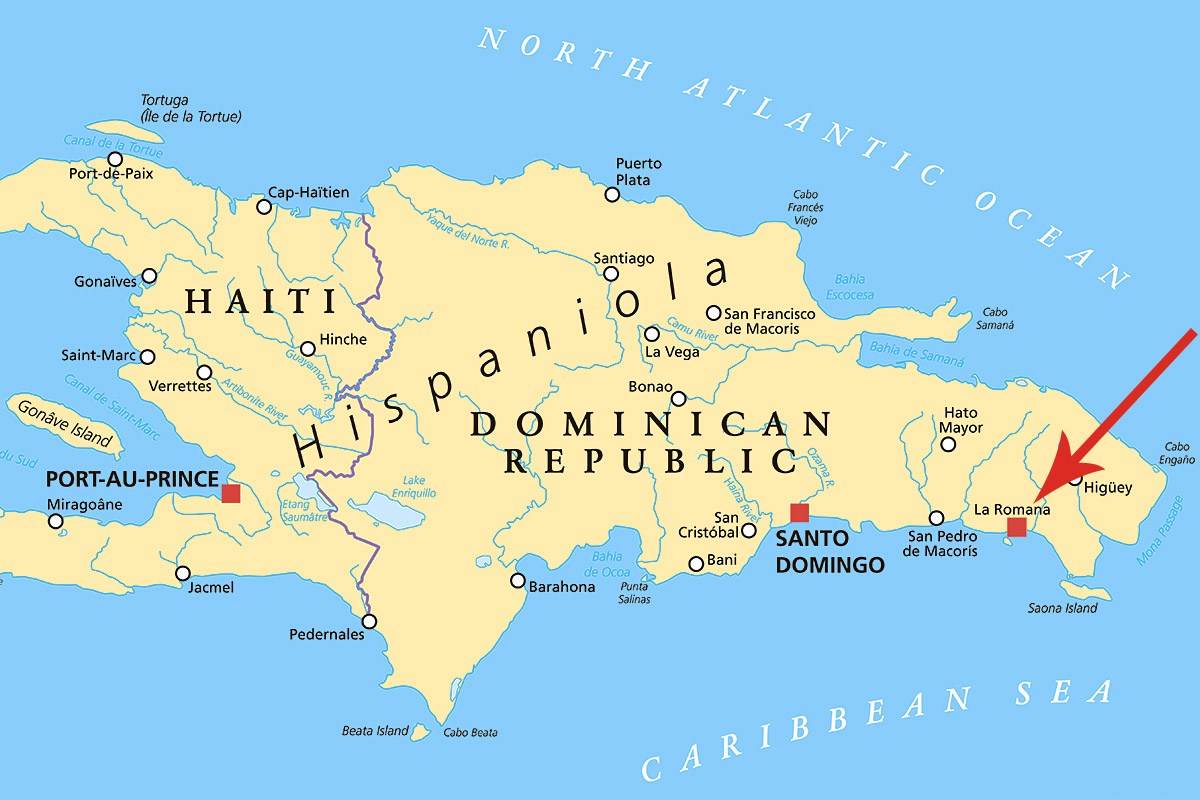Map of Dominican Republic, La Romana with the pointer location Map of Dominican Republic, La Romana with the pointer location