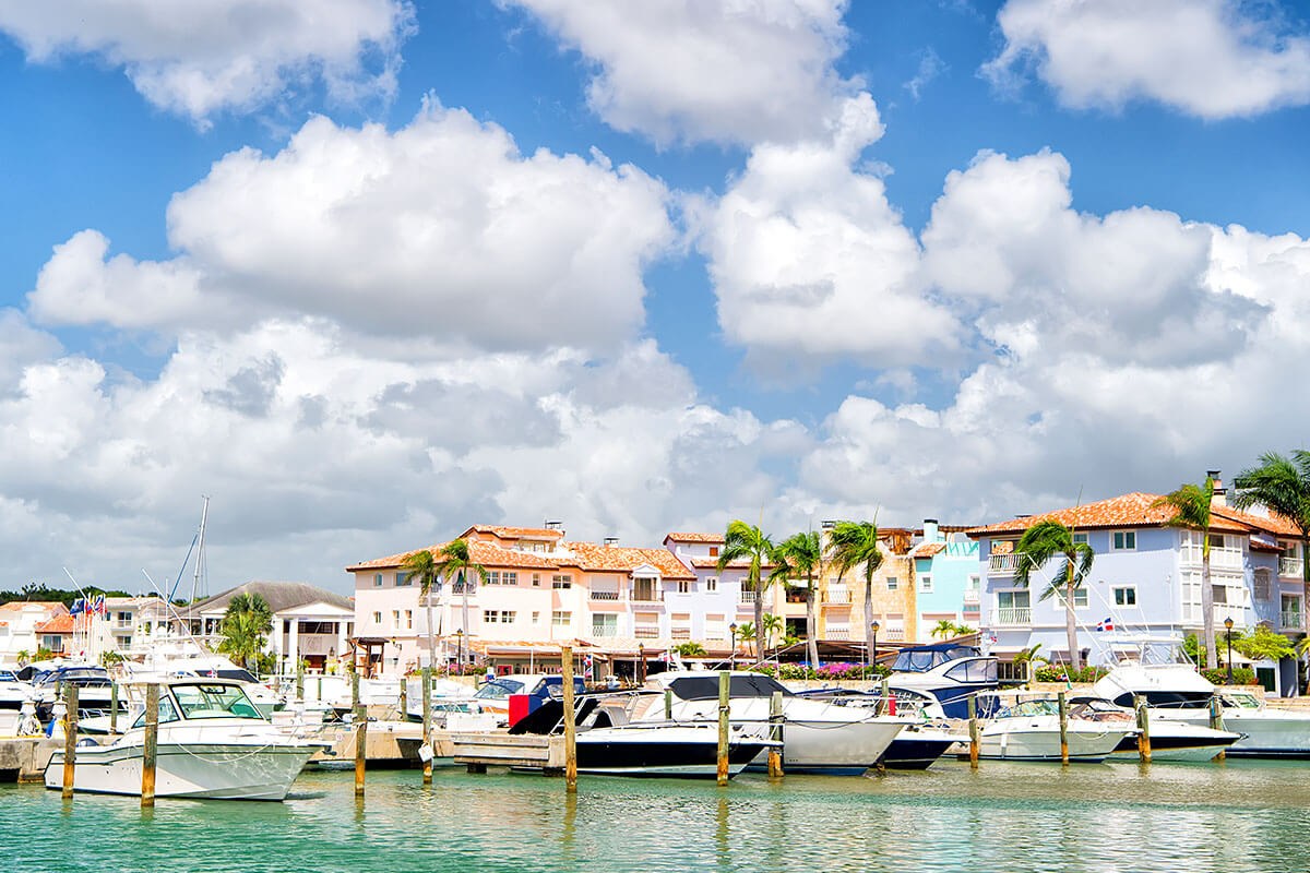 Luxury yachts docked in the port in bay - La Romana Luxury yachts docked in the port in bay - La Romana