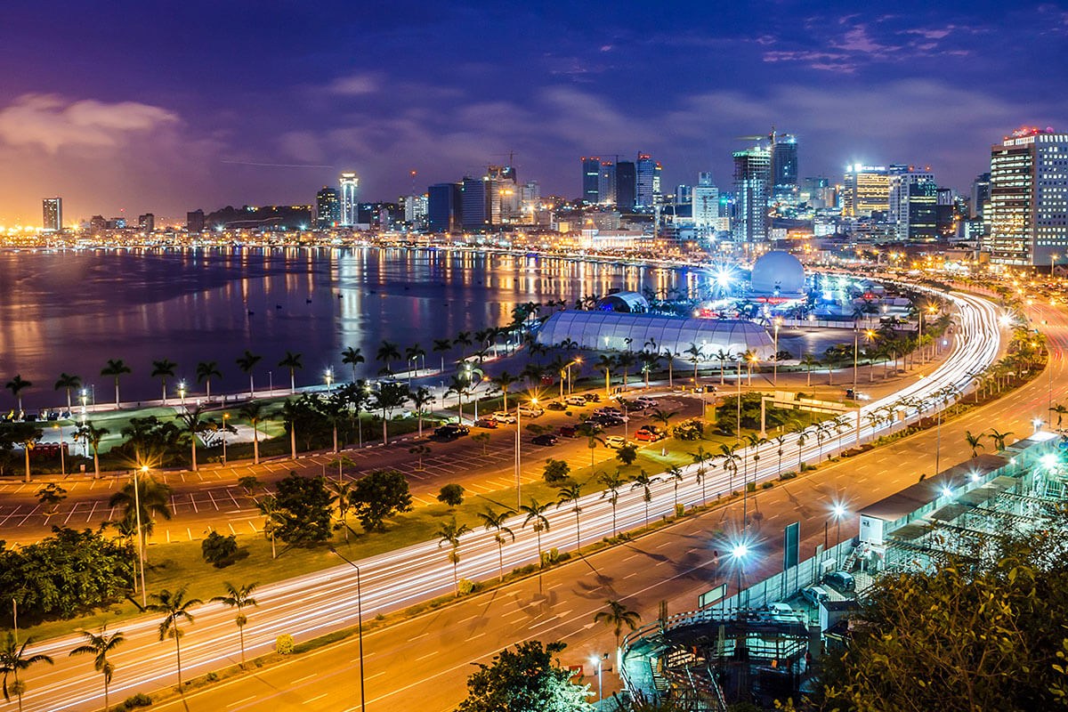 Beautiful view of the night city and the promenade - Luanda, Angola