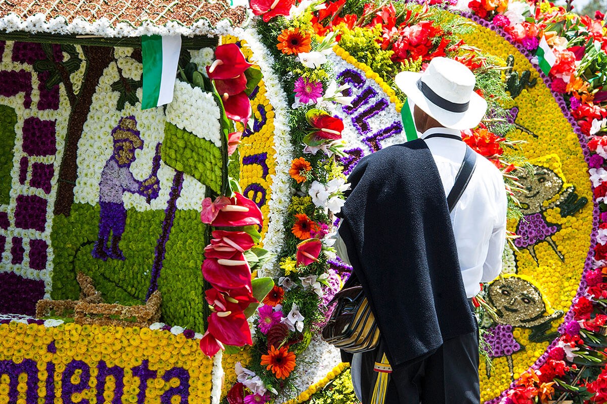 Image of a Colombian festival and many flowers Image of a Colombian festival and many flowers