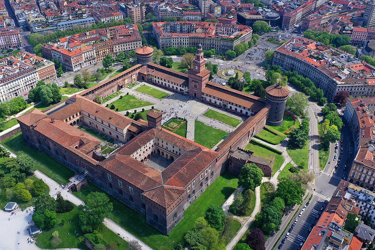 Castello Sforzesco - popular tourist attraction in Milan, Italy Castello Sforzesco - popular tourist attraction in Milan, Italy
