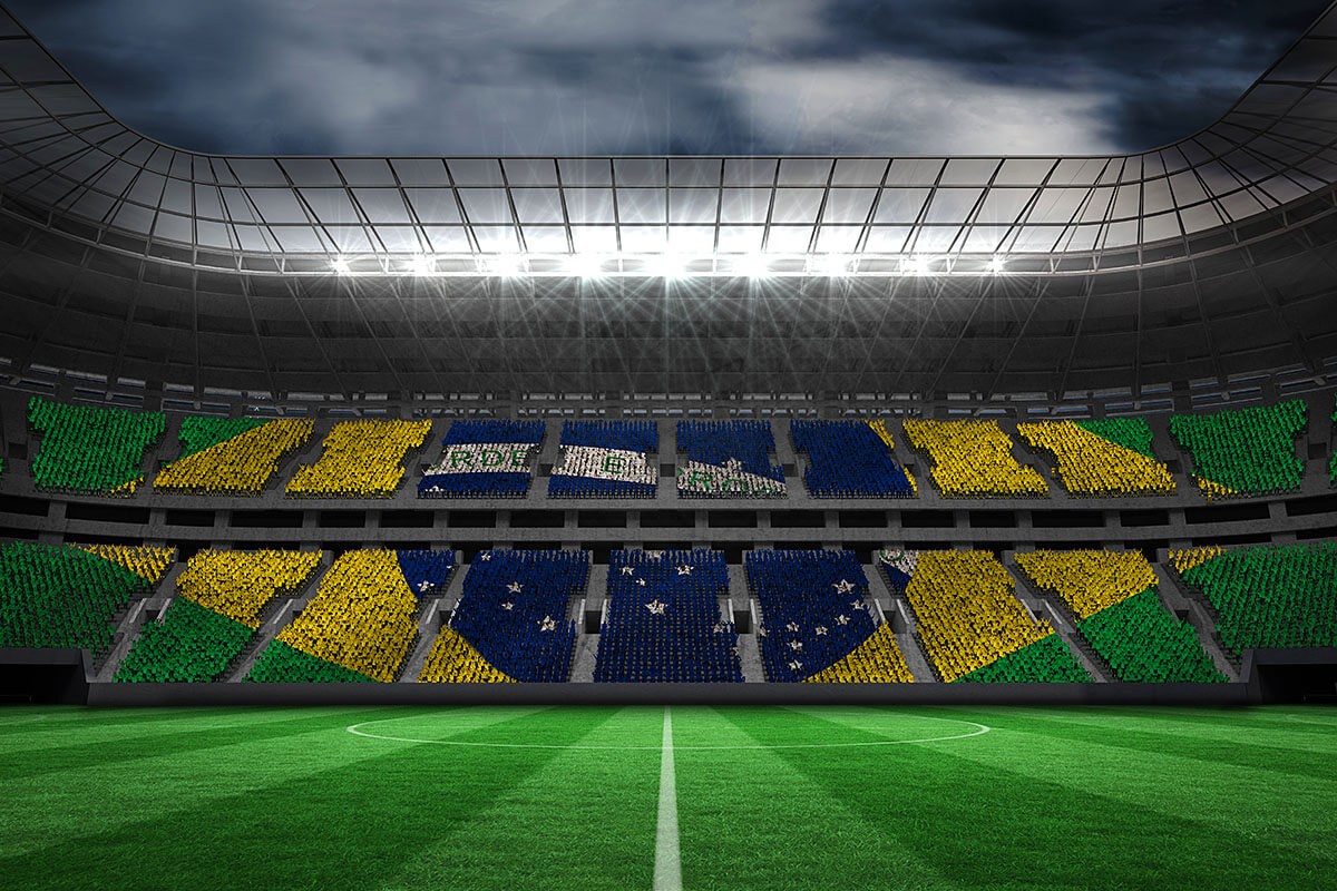 Image of a Brazilian soccer field and flag