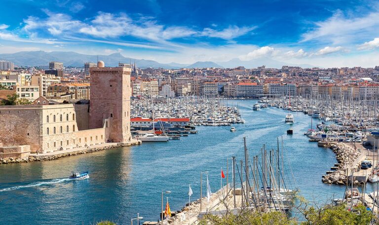 Panoramic view of the Old Port in Marseille, France Panoramic view of the Old Port in Marseille, France