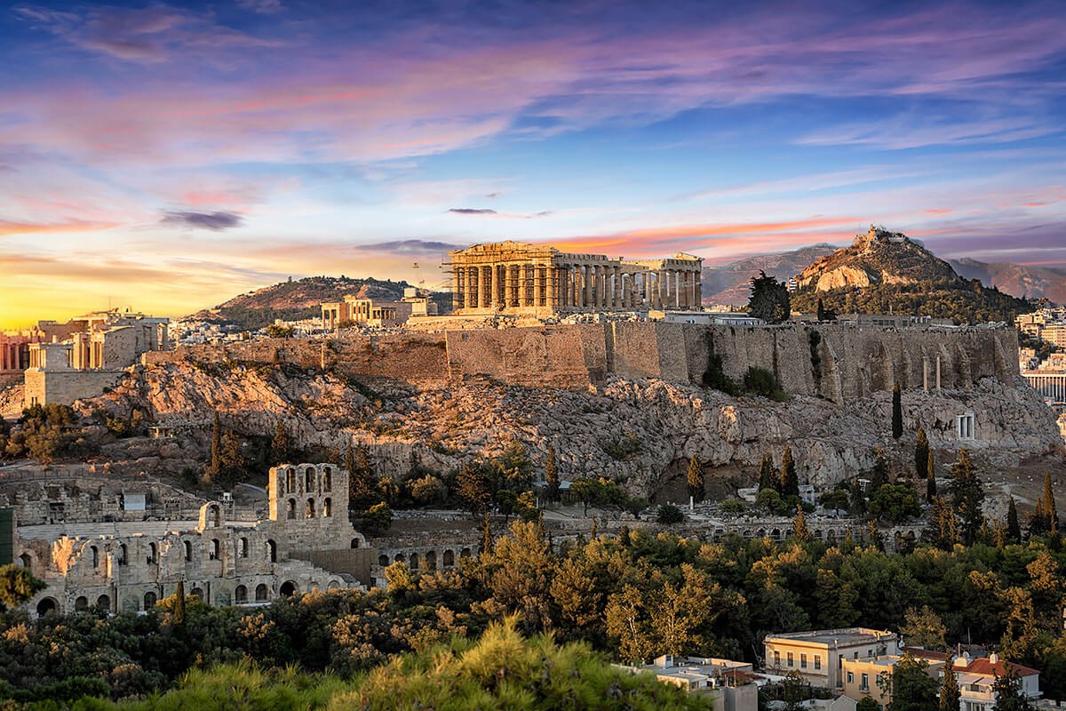 Panoramic view of the sunset - Athens, Greece