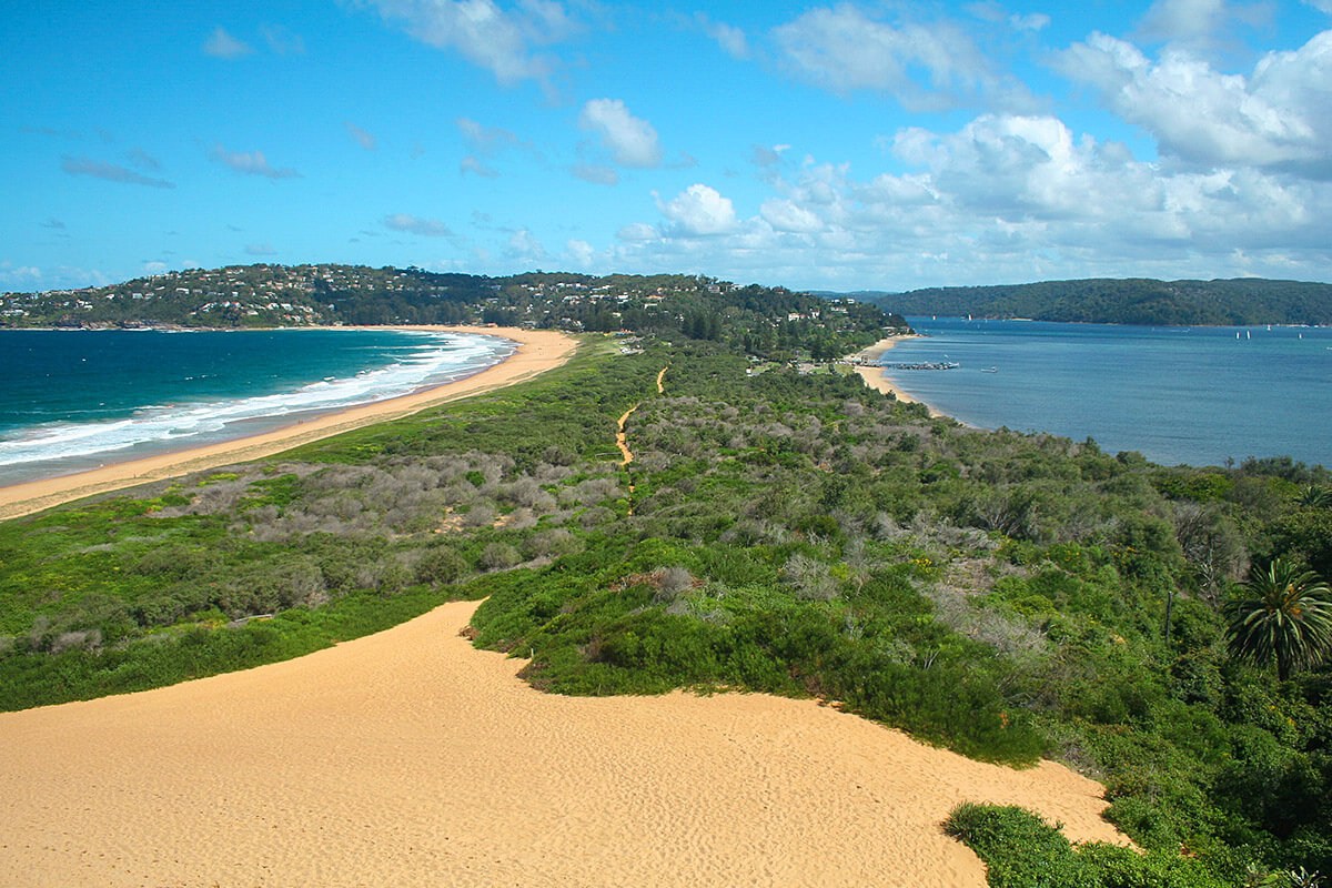 Palm Beach - peninsula with surf on one side and tranquil water on the other, Sydney Palm Beach - peninsula with surf on one side and tranquil water on the other, Sydney