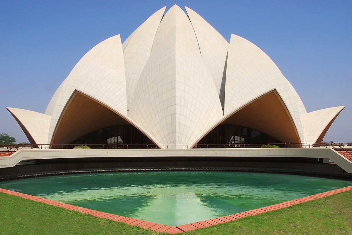 View of the Lotus Temple in New Delhi, India View of the Lotus Temple in New Delhi, India