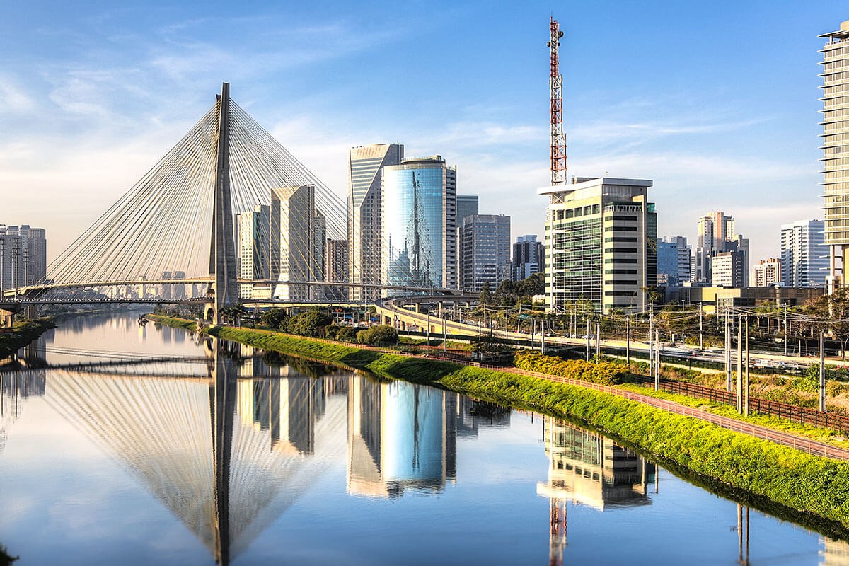 View of the bridge and tall buildings in Brazil, South America View of the bridge and tall buildings in Brazil, South America