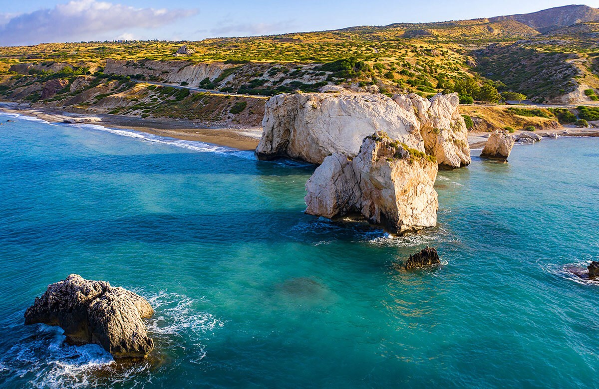 Sea at Aphrodite’s Rock in the Mediterranean, Kouklia, Limassol Sea at Aphrodite’s Rock in the Mediterranean, Kouklia, Limassol