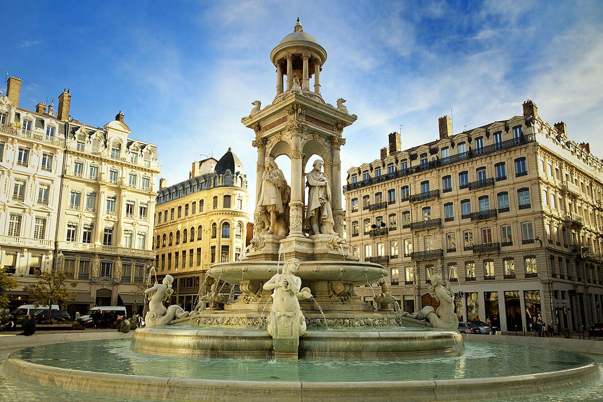 Fountain at Jacobins place in Lyon, France Fountain at Jacobins place in Lyon, France
