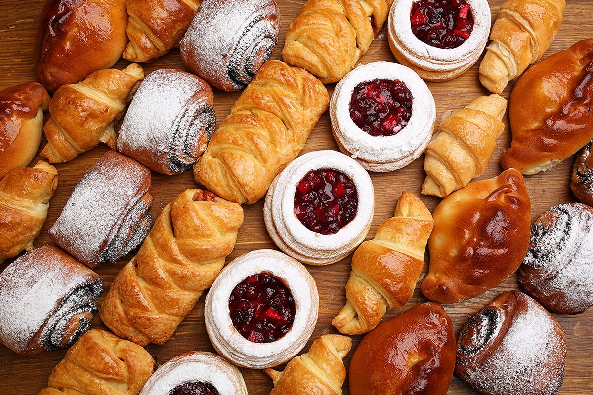 Image of various buns with cream Image of various buns with cream