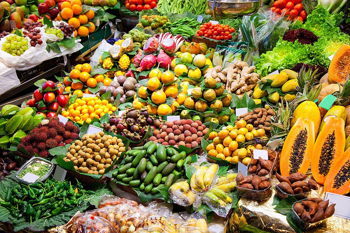 Image of various fruits in the La Boqueria Market Image of various fruits in the La Boqueria Market