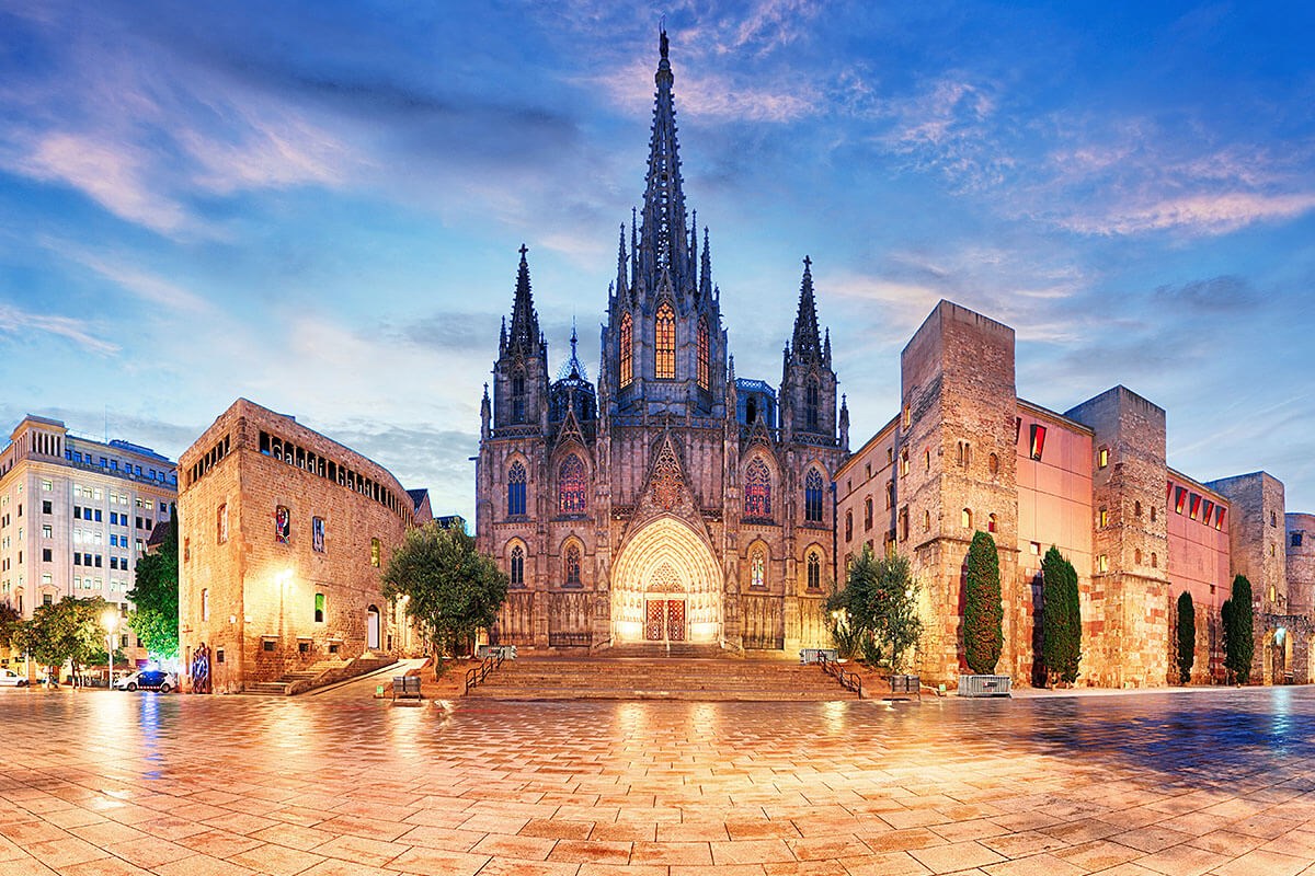 Panoramic view of the Gothic Quarter in Barcelona, Spain Panoramic view of the Gothic Quarter in Barcelona, Spain