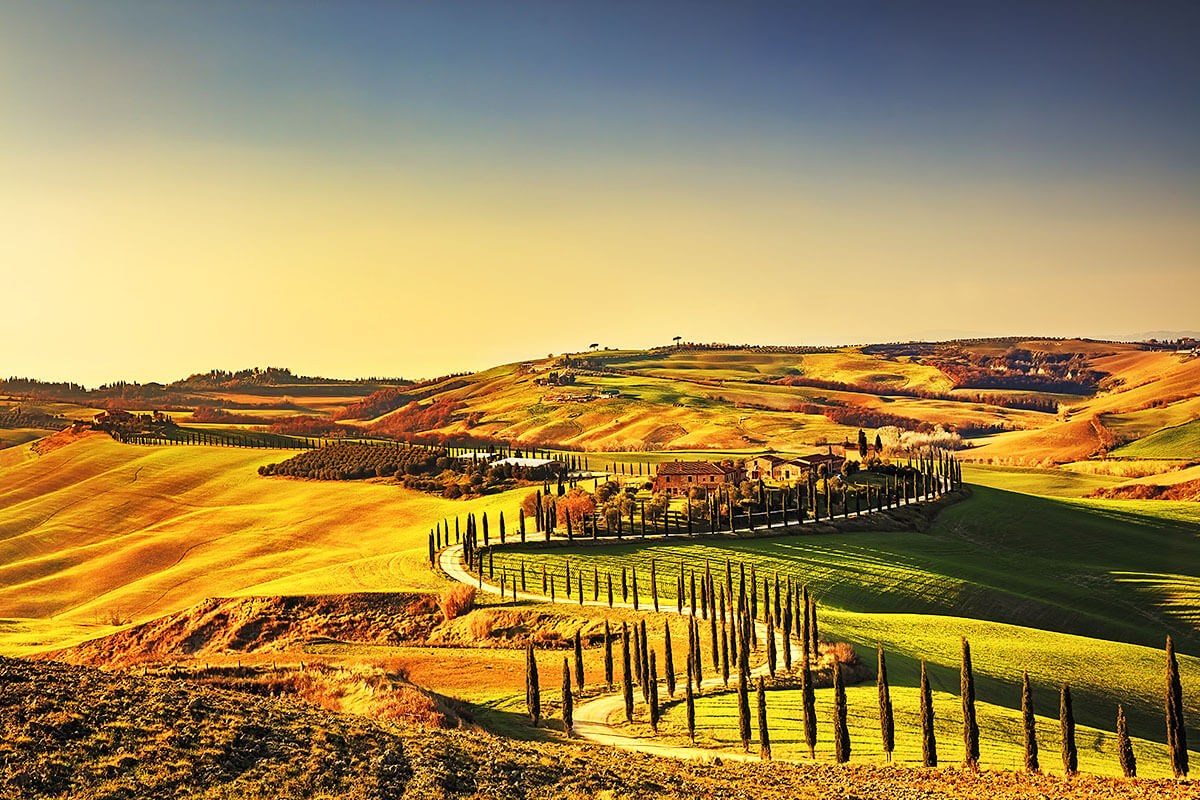Panoramic view of a landscape in Tuscany, Italy Panoramic view of a landscape in Tuscany, Italy