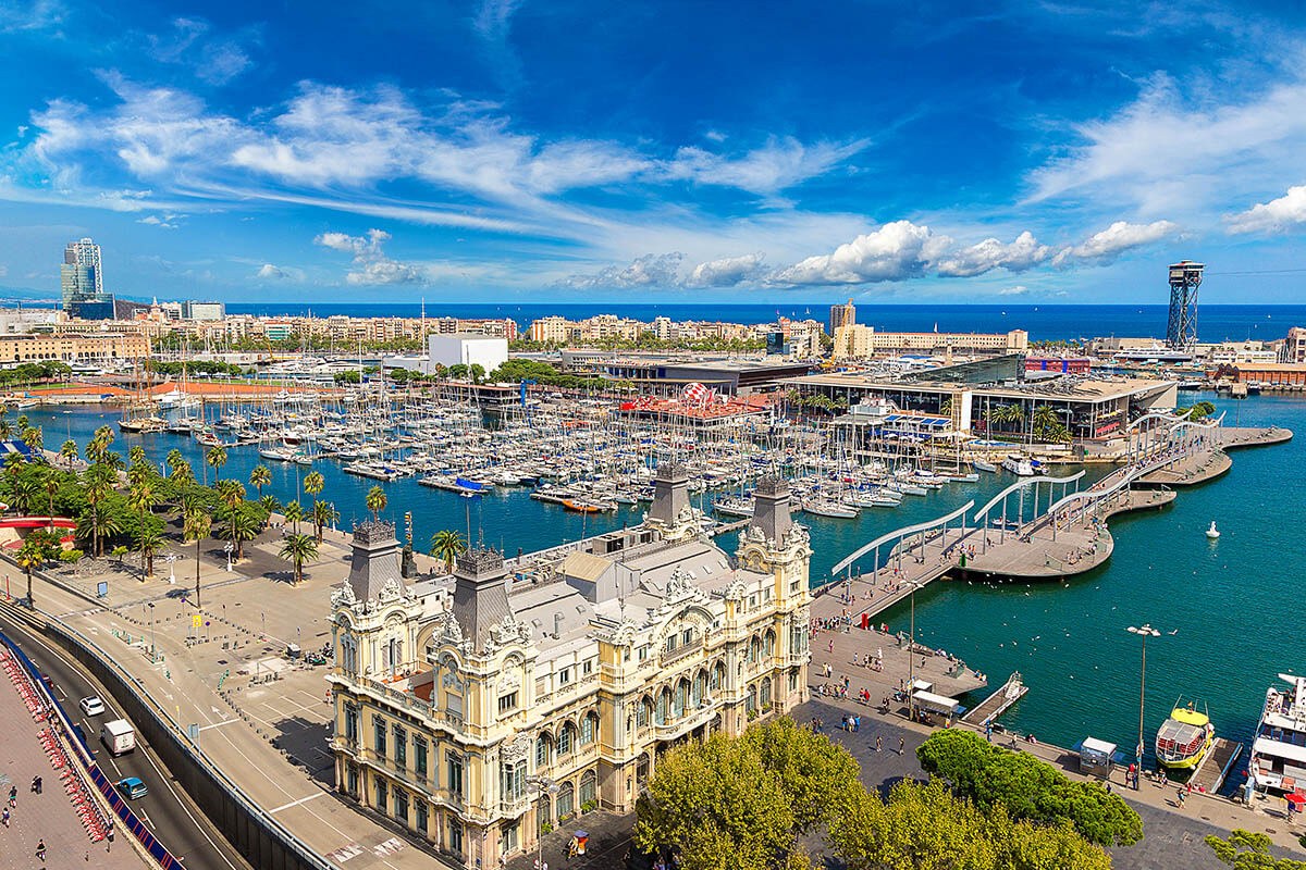 Panoramic view of Port Vell, Barcelona, Spain Panoramic view of Port Vell, Barcelona, Spain