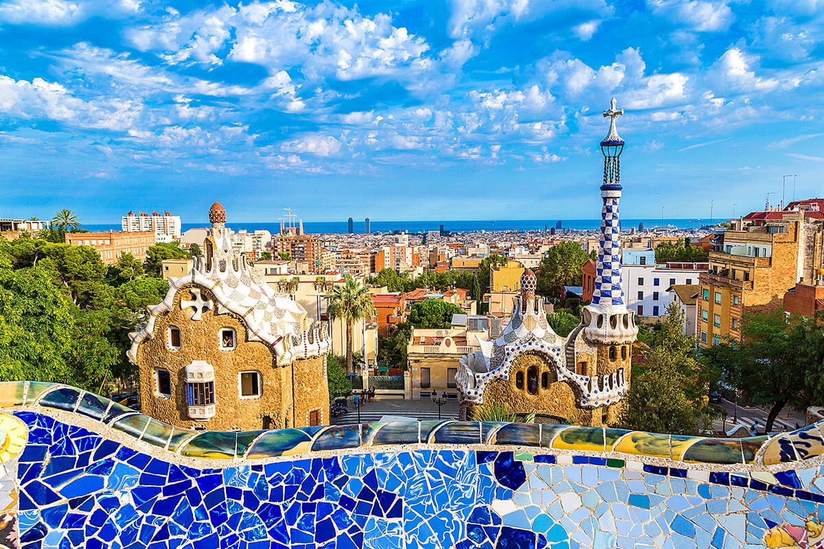 Beautiful view of Park Guell, Barcelona Beautiful view of Park Guell, Barcelona