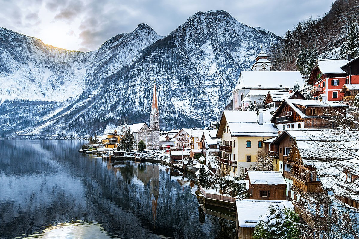 Charming winter view of Hallstatt, Austria Charming winter view of Hallstatt, Austria