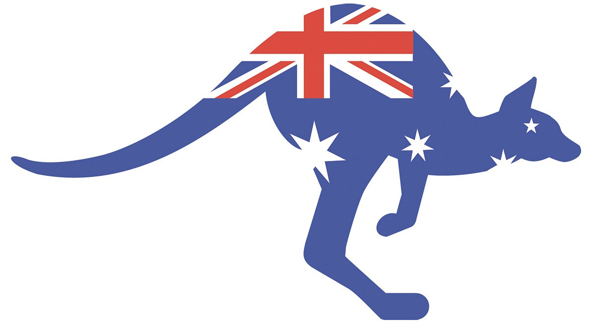 Image of Australian kangaroo and country flag