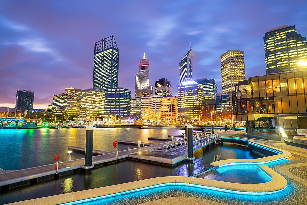 Urban view in Australia at dusk