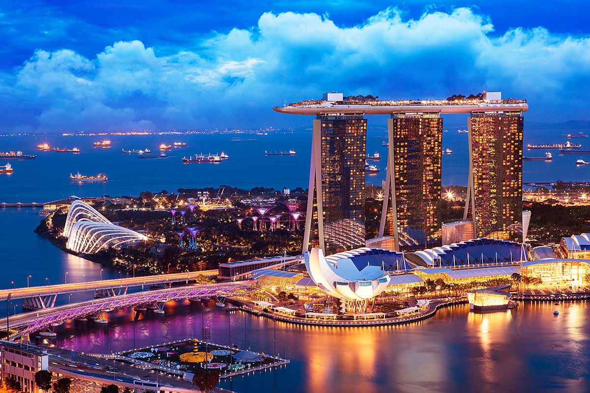 Landscape of Singapore business building around Marina Bay, Asia Landscape of Singapore business building around Marina Bay, Asia