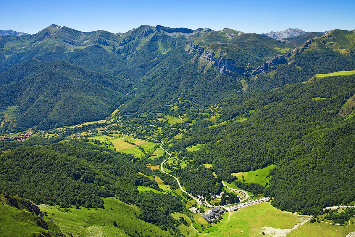 View of the valley in the Picos de Europa, Spain View of the valley in the Picos de Europa, Spain