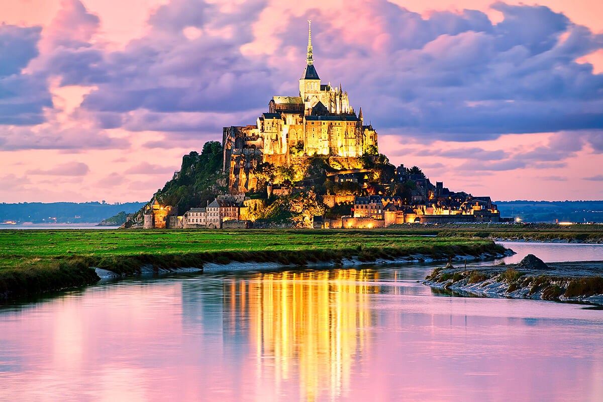 Sunset view, Mont Saint-Michel, France Sunset view, Mont Saint-Michel, France