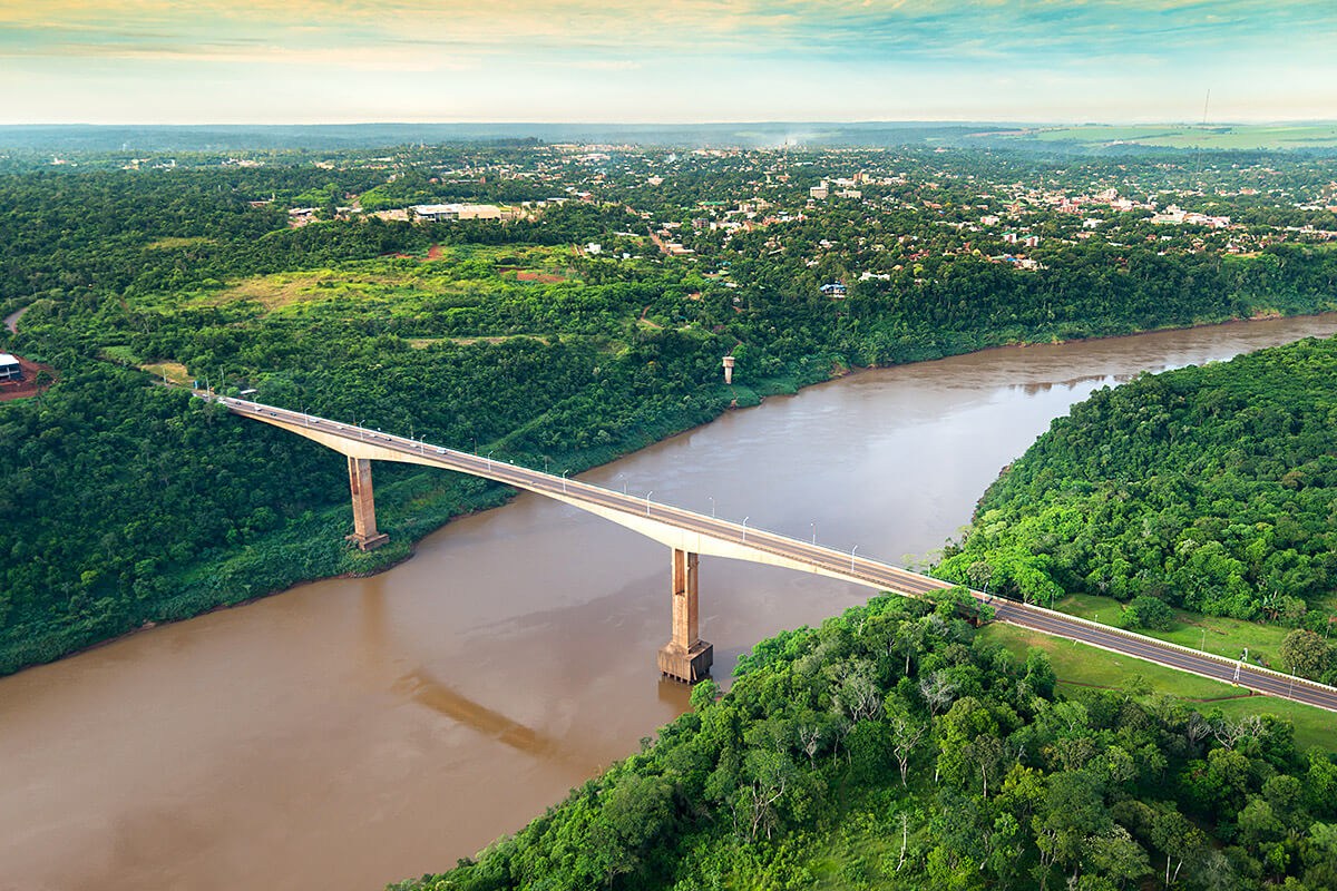 View of the bridge in the city of Puerto Iguazu