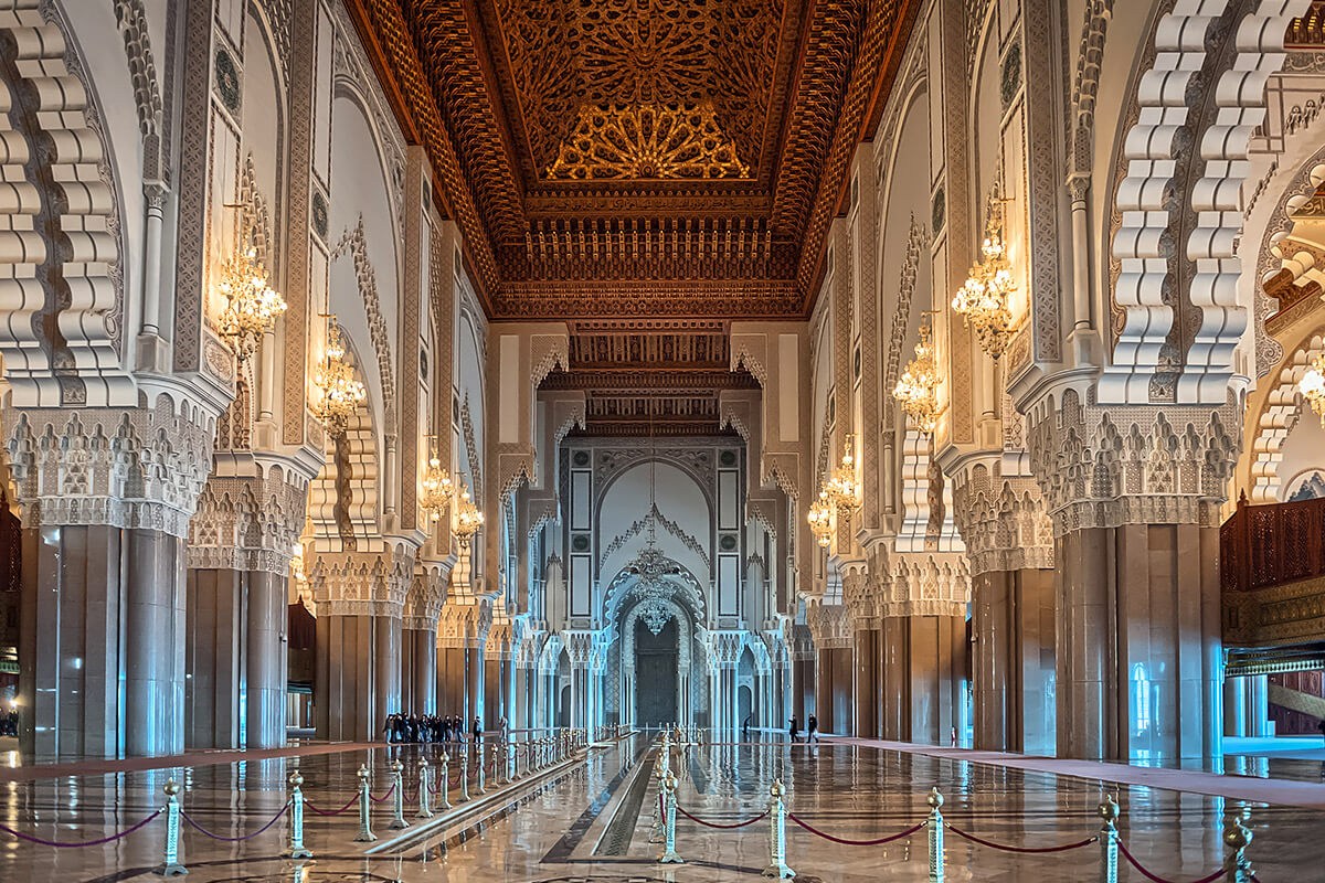 Interior view of the Hassan II Mosque, Casablanca, Morocco Interior view of the Hassan II Mosque, Casablanca, Morocco