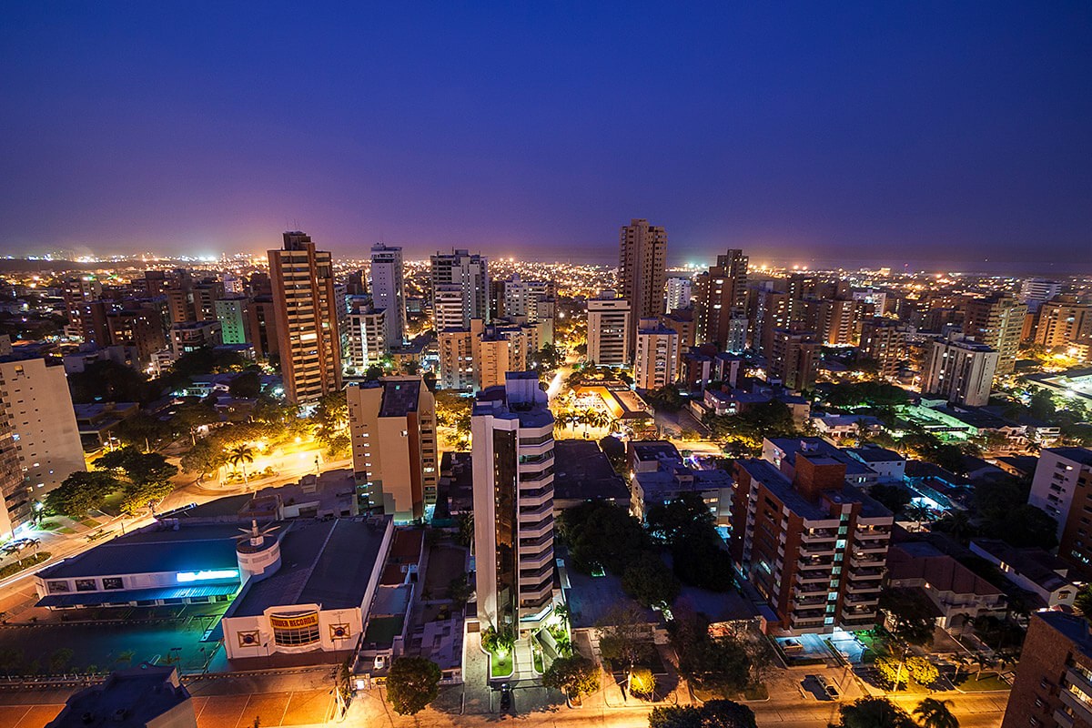 Top view of the night city of Barranquilla, Colombia Top view of the night city of Barranquilla, Colombia