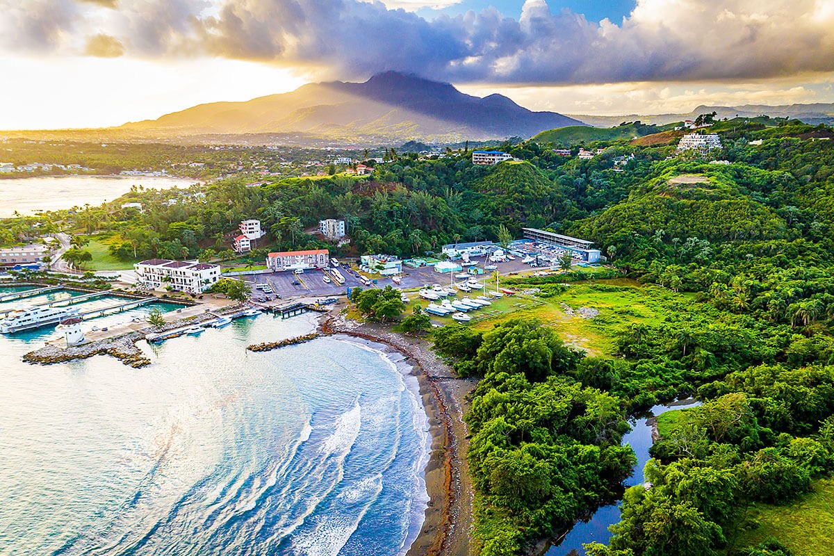 Aerial view of the beach and the city of Puerto Plata