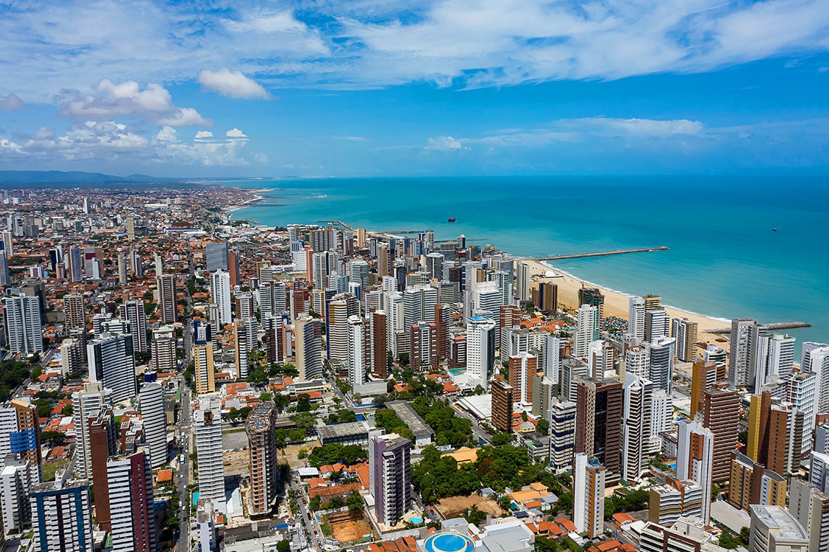 Aerial view of buildings and beach in the city of Fortaleza, Brazil Aerial view of buildings and beach in the city of Fortaleza, Brazil
