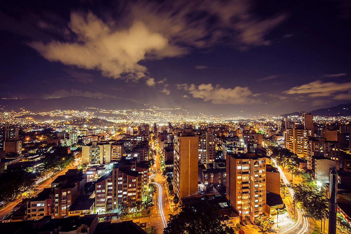 View of the night city of Medellin, Colombia View of the night city of Medellin, Colombia