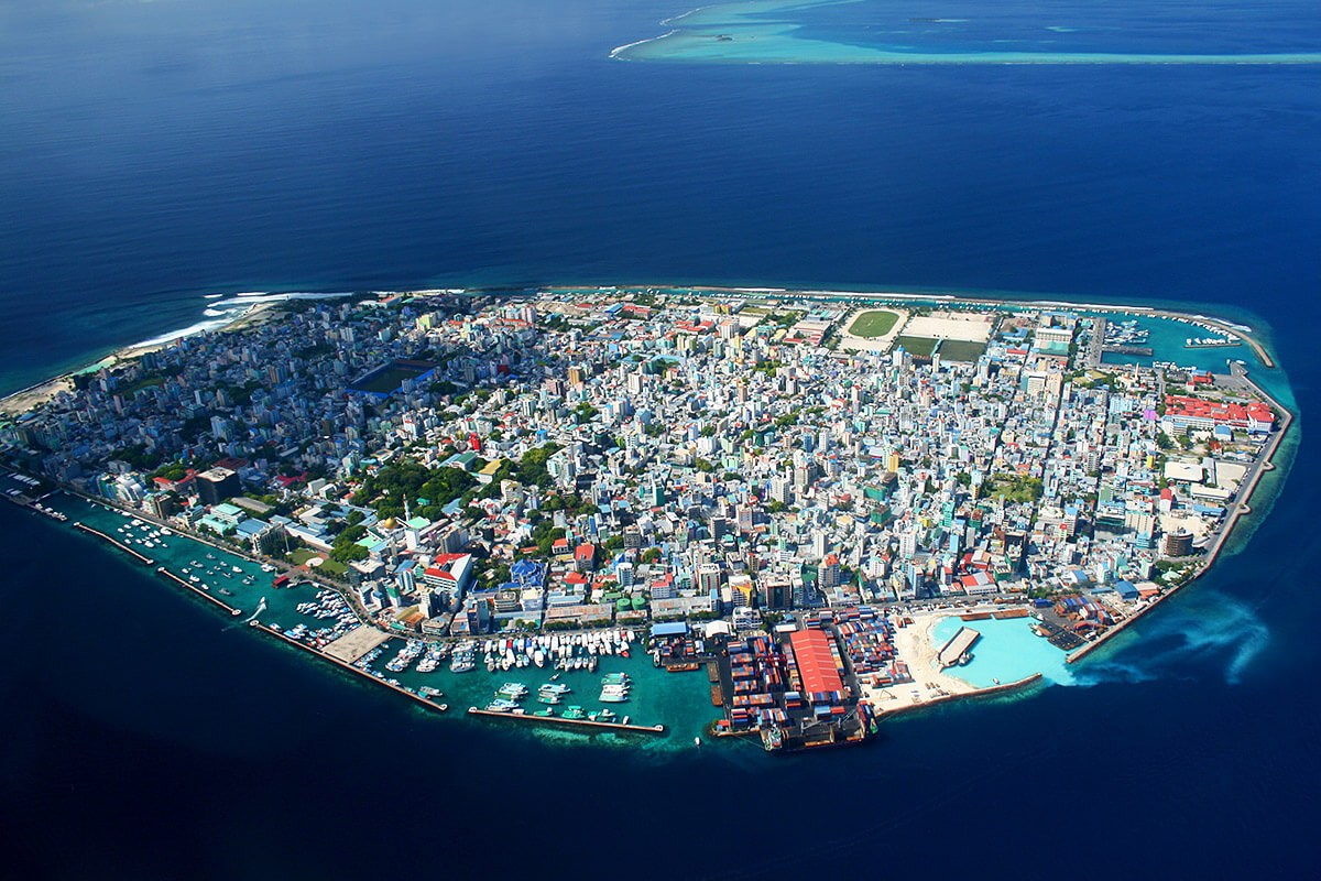 Stunning panoramic top view of the island of Male Stunning panoramic top view of the island of Male