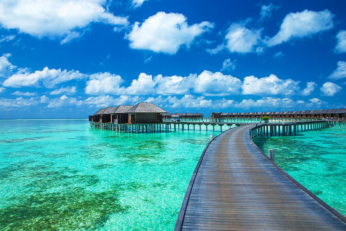 Gorgeous beach with water bungalows in the Maldives Gorgeous beach with water bungalows in the Maldives