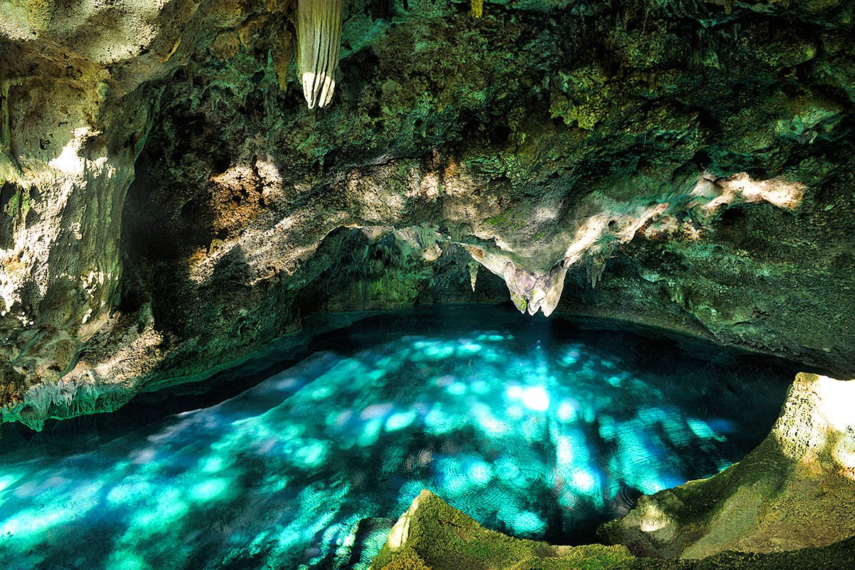 Cave in with a beautiful lake in The Three Eyes National Park, Los Tres Ojos, Dominican Republic Cave in with a beautiful lake in The Three Eyes National Park, Los Tres Ojos, Dominican Republic