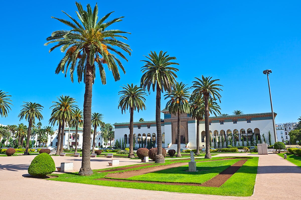 Beautiful view of the main square and the government building in Casablanca Beautiful view of the main square and the government building in Casablanca