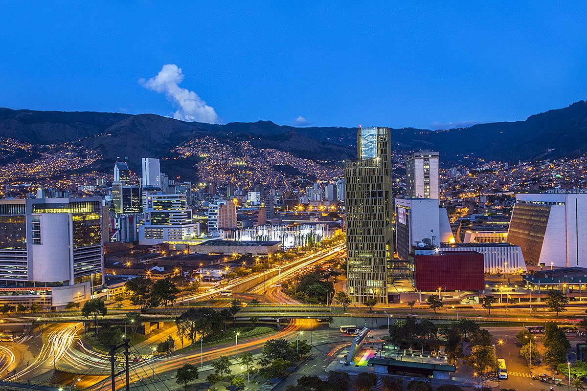 Evening view of the city of Medellin Evening view of the city of Medellin