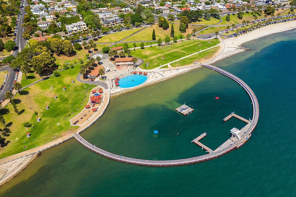 View of the magnificent beach at Geelong, state of Victoria View of the magnificent beach at Geelong, state of Victoria