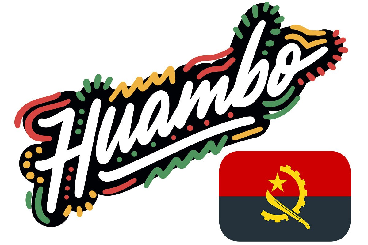Image of a signboard with the name of the city of Huambo Image of a signboard with the name of the city of Huambo