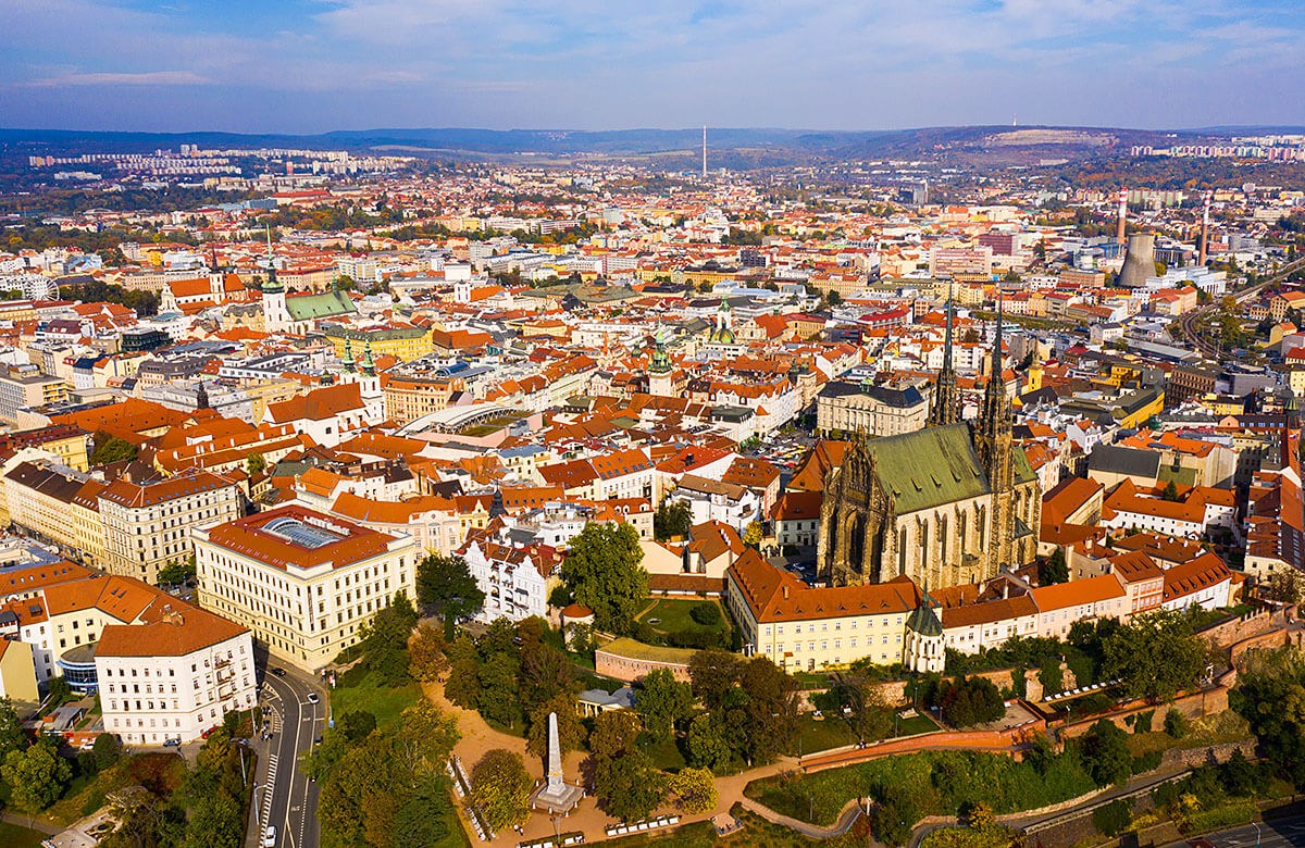 Panoramic aerial view of the city of Brno Panoramic aerial view of the city of Brno