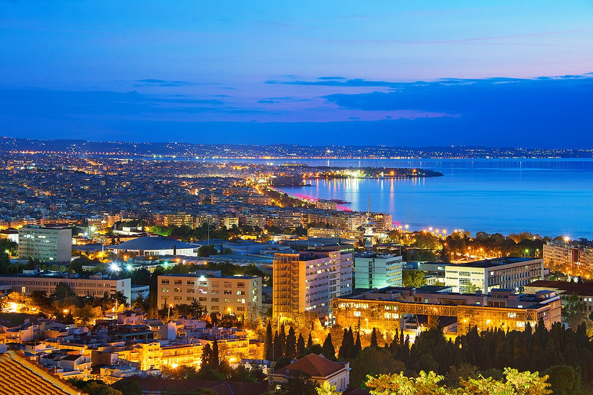 Night panoramic city view of Thessaloniki, Greece Night panoramic city view of Thessaloniki, Greece