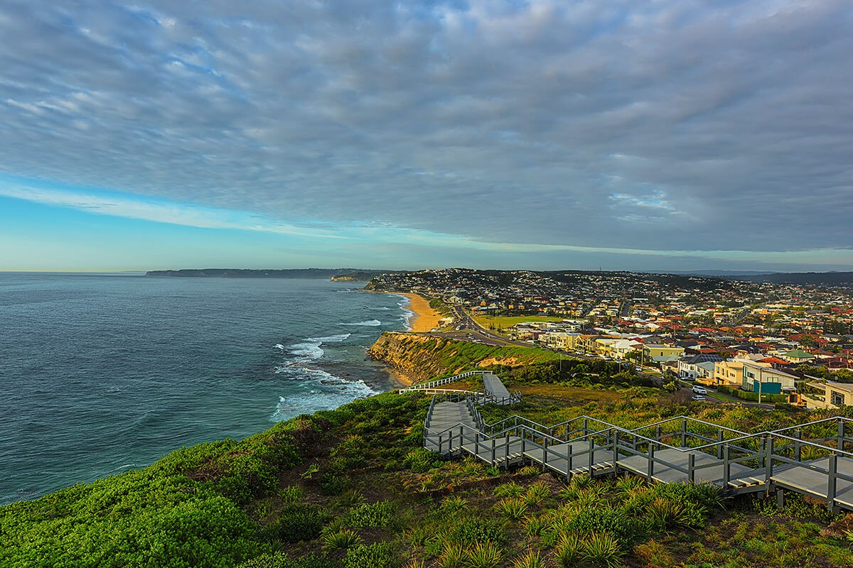 Image of Memorial Walk and beach, city of Newcastle, Australia