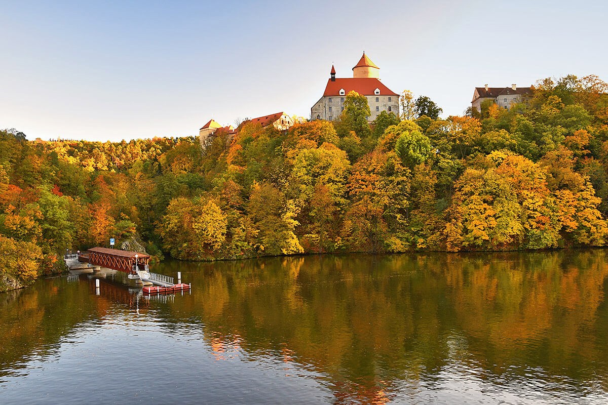 Landscape with Veveri Castle and Brno dam, Czechia Landscape with Veveri Castle and Brno dam, Czechia