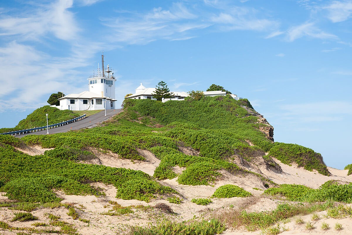 Nobbys Head Lighthouse is famous tourist destination in Newcastle