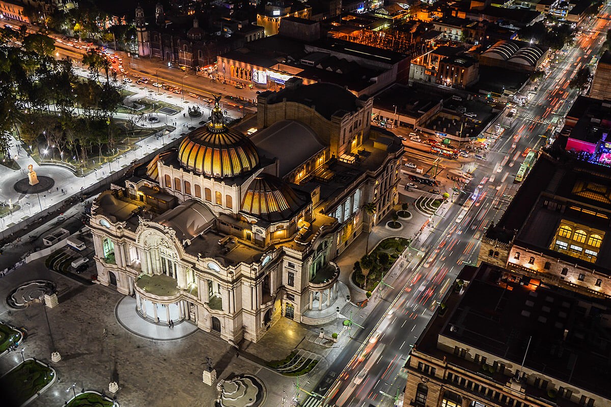 Night aerial view on Mexico City, Mexico Night aerial view on Mexico City, Mexico