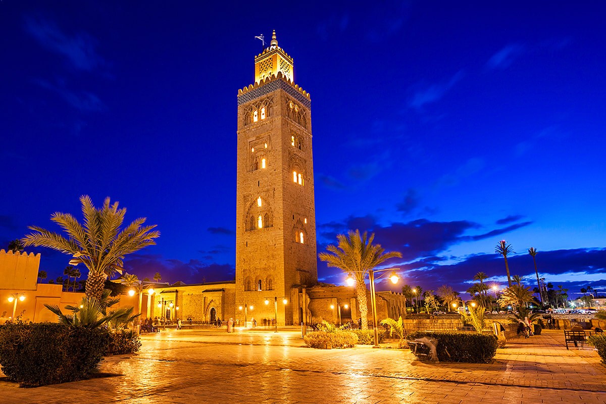 Night view of the Kutubiyya Mosque, city of Marrakesh Night view of the Kutubiyya Mosque, city of Marrakesh