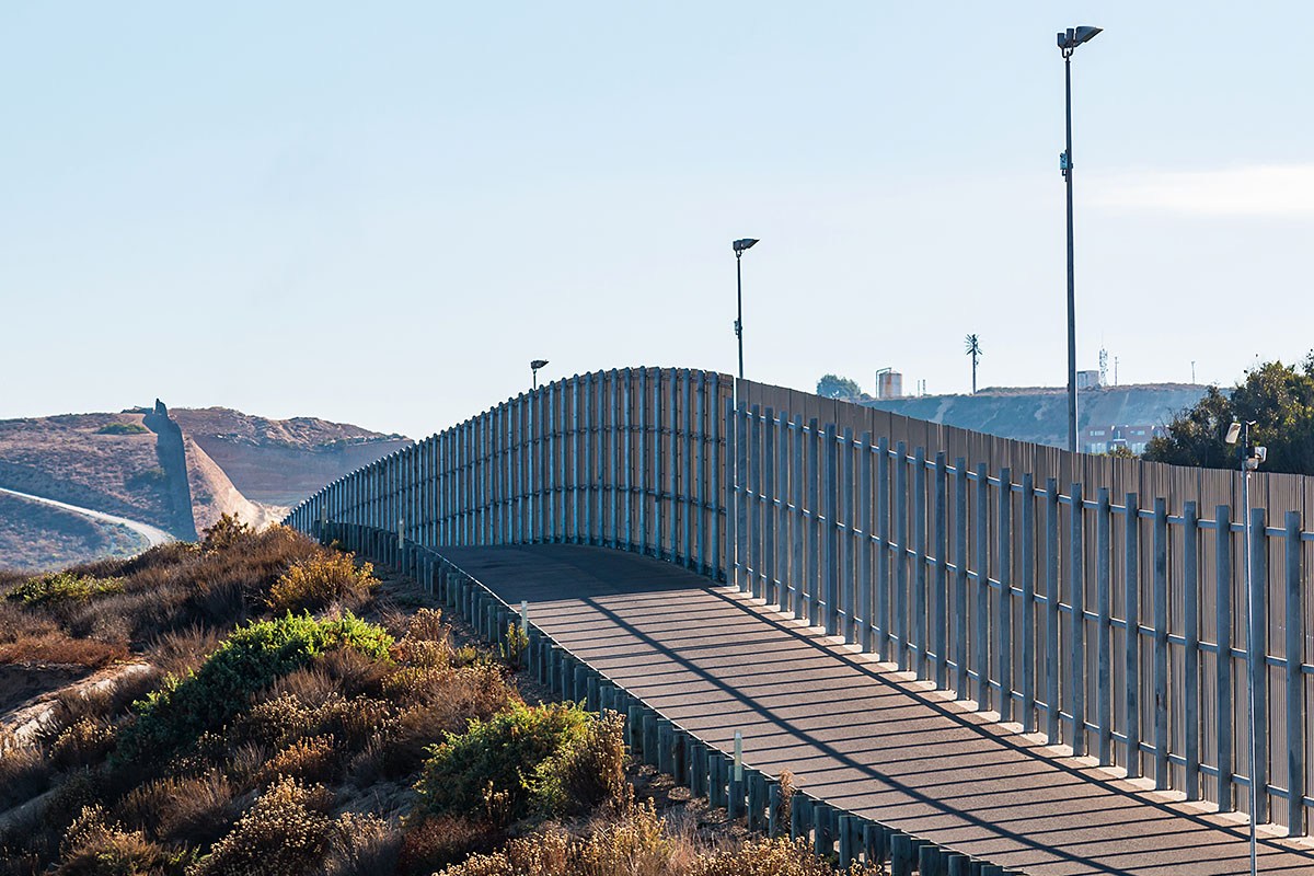 Image of a section of the international border wall in the city Tijuana, Mexico Image of a section of the international border wall in the city Tijuana, Mexico