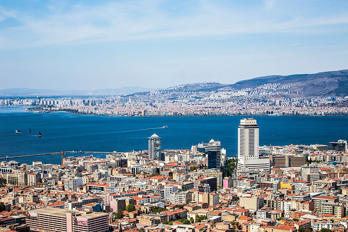 Panoramic view of city buildings and the sea, Izmir, Turkey Panoramic view of city buildings and the sea, Izmir, Turkey